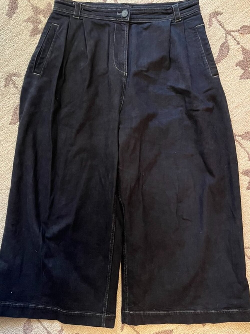 Toast Denim Pleat Front Pants UK 14 US 10 Hand Dyed GUC 100% Cotton